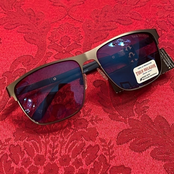 Brand New True Religion Brown Matte Metal Square Sunglasses 100% UV Protection